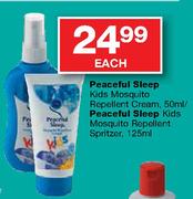 Peaceful Sleep Kids Mosquito Repellent Cream-50ml/Kids Mosquito Repellent Spritzer-125ml Each