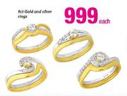 9ct Gold And Silver Rings Each