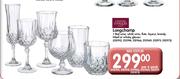 Cristal D'Arques Longchamp Red/ White/ Flute/ Liqueur/ Brandy/ Hiball Or Whisky Glasses-Per 6 Pack