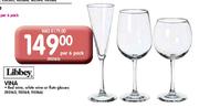 Libbey Vina Red Wine, White Wine Or Flute Glasses-Per 6 Pack