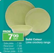 Solid Colour Lime Crockery Range Dinner Plate Each