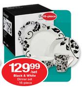 Black & White Dinner Set-16 Piece Per Set