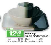 Black Dip Square Crockery Range Dinner Plate Each