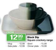 Black Dip Square Crockery Range Side Plate Each
