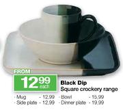 Black Dip Square Crockery Range Bowl Each