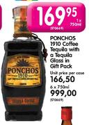 Ponchos 1910 Coffee Tequila with a Tequila Glass in Gift Pack-6 x 750ml
