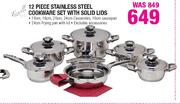 Tissolli 12 Piece Stainless Steel Cookware Set With Solid Lids