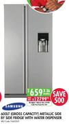 Samsung Metallic Side By Side Fridge With Water Dispenser-600Ltr