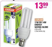 Osram 11W Or 14W Energy Saving Globe-Each