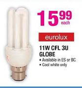 Eurolux 11W CFL 3U Globe Each