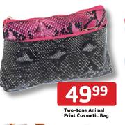 Two-Tone Animal Print Cosmetic Bag-Each