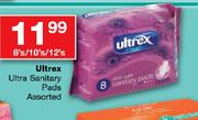 Ultrex Ultra Sanitry Pads Assorted-8's/10's/12's