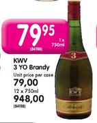 KWV 3 YO Brandy-12x750ml Each