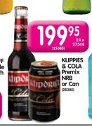 Klippies & Cola Premium NRB Or Can-24x275ml