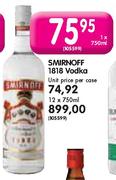 Smirnoff 1818 Vodka-12x750ml Each