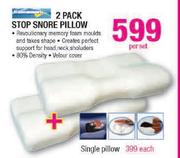 Homemark 2 Pack Stop Snore Pillow-Per Set