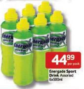Energade Sport Drink Assorted-6x500ml Per Pack