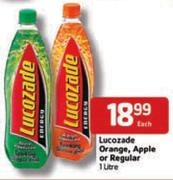 Lucozade Orange,Apple Or Regular-1ltr Each