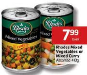 Rhodes Mixed Vegetables Or Mixed Curry-410Gm Each