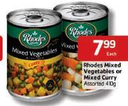 Rhodes Mixed Vegetables Or Mixed Curry 410Gm-Each