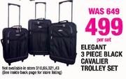 Elegant 3 Piece Black Cavalier Trolley Set-Per Set