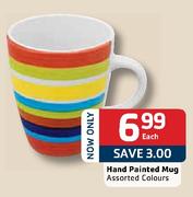 Hand Painted Mug Assorted Colours-Each