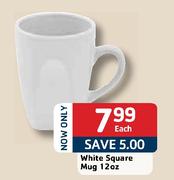 White Square Mug 12oz-Each