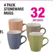 4 Pack Stoneware Mugs-Per Pack