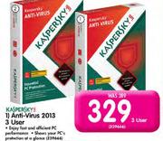 Kaspersky Anti-Virus 2013 3 User Each
