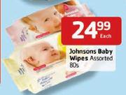 Johnsons Baby Wipes Assorted-80's Each