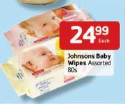 Johnsons Baby Wipes-80's Each