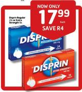 Disprin  Regular-24's Or Extra Strength-16 Per Pack Each