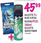 Gillette 5's Blue Plus Razors Plus Gillette Shave Foam-200ml