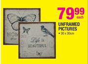 Unframed Pictures-30x30cm Each