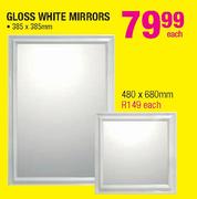 Gloss White Mirrors-385x385mm Each