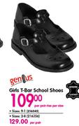 Genius Girls T-Bar School Shoes-Per Pair