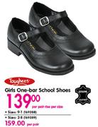 Toughees Girls One-Bar School Shoes-Per Pair