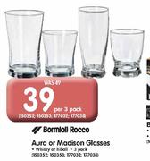 Bormioli Rocco Aura Or Madison Whisky Or Hiball Glasses-Per 3 Pack