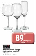 Flavours Wine Range Red Wine, White Wine Or Flute-Per 6 Pack
