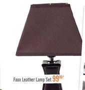 Faux Leather Lamp Set