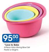 Love To Bake 4-Piece Voila Mixing Bowl Set Pastel Or Brights-Per Set