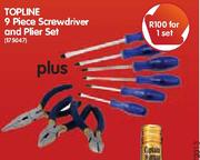 Topline 9 Piece Screwdriver And Plier Set-Per Set