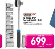 Gedore 12 Piece 1/2" Socket Set On Rail  (611921)-Per Set