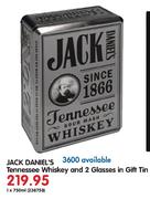 Jack Daniel's Tennessee Whiskey And 2 Glasses In Gift Tin-1x750ml