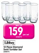 Libbey 12 Piece Diamond Swirl Tumbler Set-Per Set