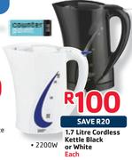 Counter Point 1.7L Cordless Kettle Black Or White 2200W-Each
