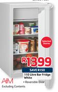 Aim 110Ltr Bar Fridge White