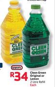 Wunn's Cleen Green Refill Original Or Lemon- 2Ltr Each
