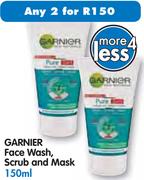 Garnier Face Wash, Scrub And Mask-2x150Ml