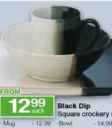 Black Dip Square Crockery Mug Each